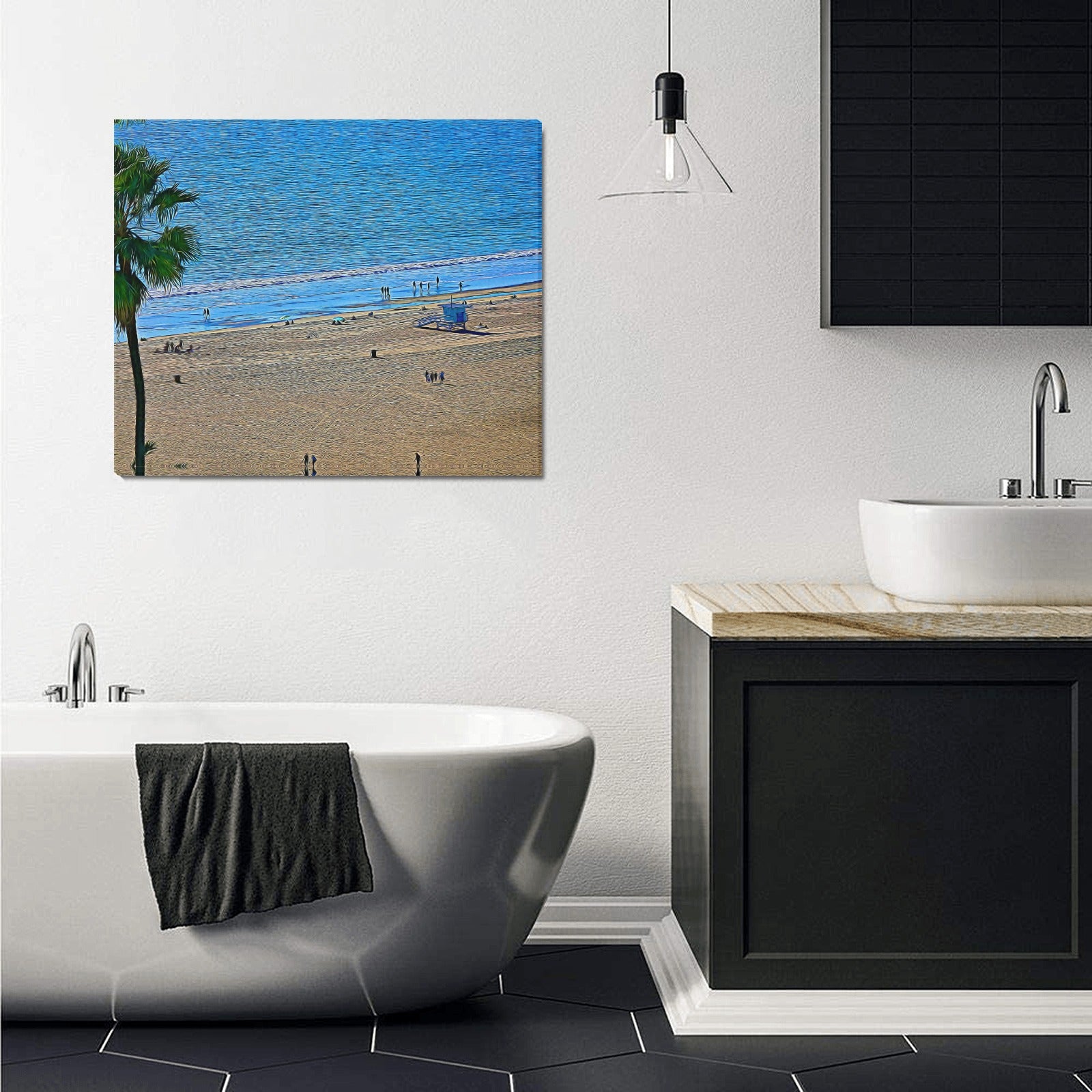 From The Palisades to the Sand into the Ocean | Frame Canvas Print 24"x20"  | Made in the USA | Santa Monica Based Artist - Art Meets Apparel