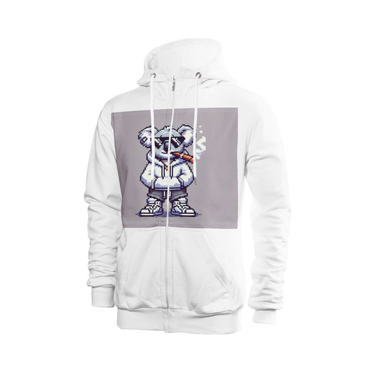 Ultra Limited Edition | Smokin Koala White on White | Men's Ultra Soft Zip Hoodie