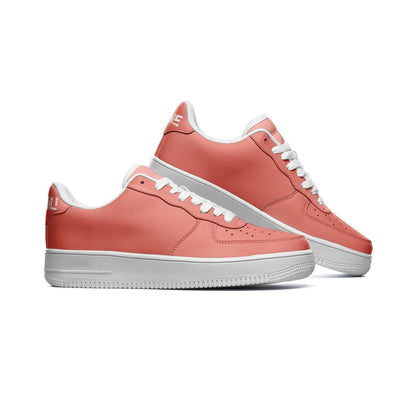 Peach Gold Low Top Leather Sneakers - Image #2