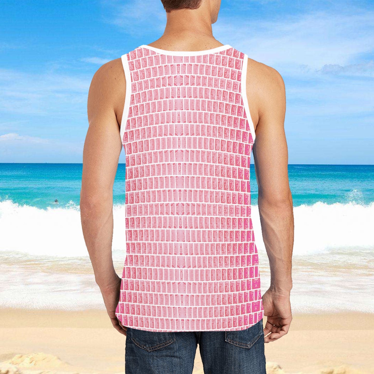 Tropi Cali Red | Santa Monica Designed | Mens Tank T-Shirt - Art Meets Apparel