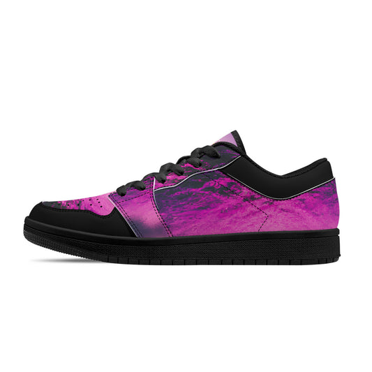 Purple Hazin | Black Sole Low-Top Leather Sneakers | LMNE Original