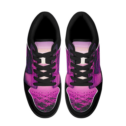 Purple Hazin | Black Sole Low-Top Leather Sneakers | LMNE Original