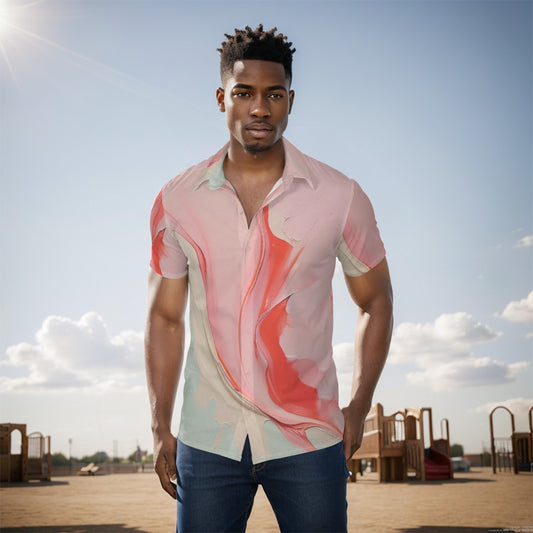 Pastel #1 | Mens Button Up Short Sleeve Shirt | Artist Design