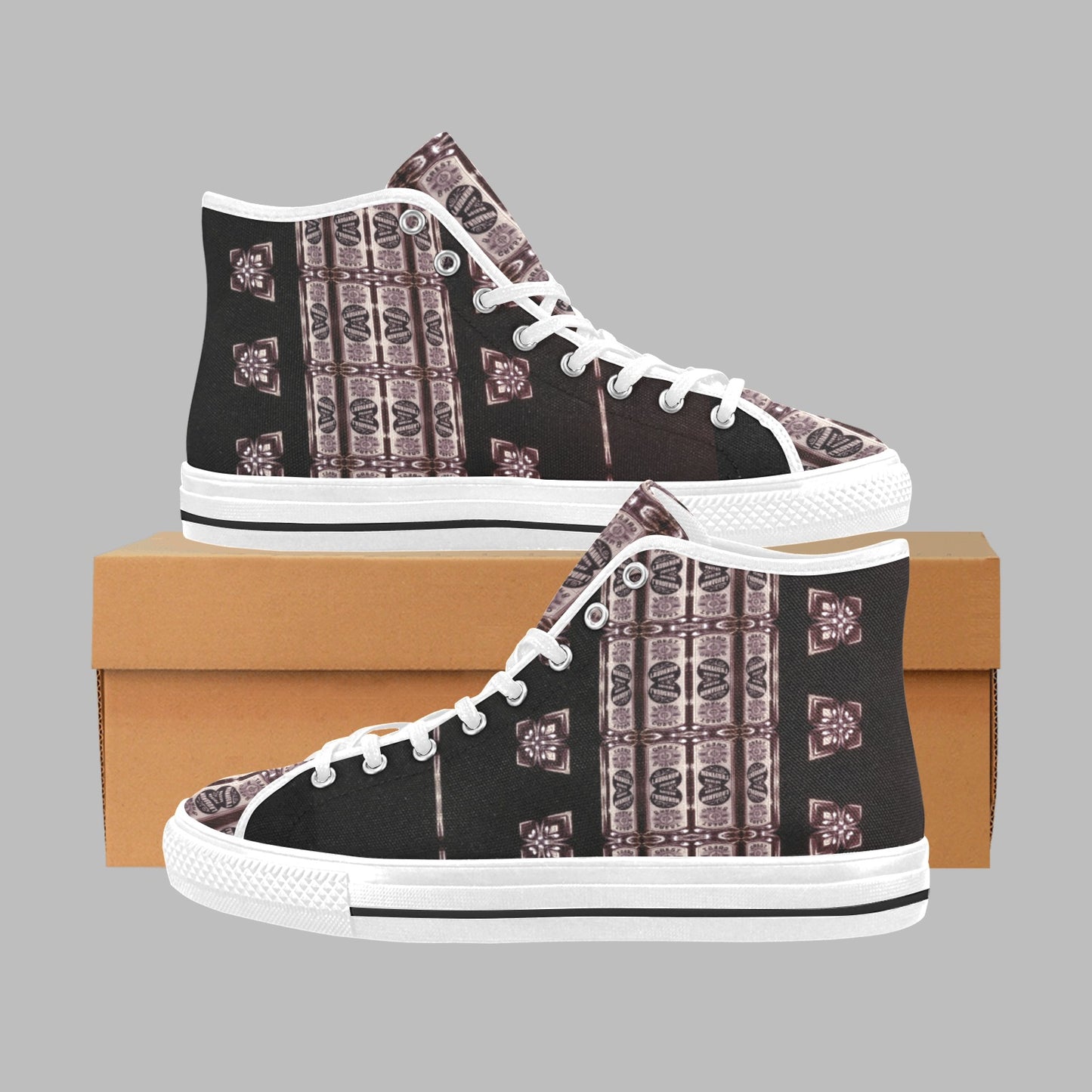 Pink Poppy High Top Canvas Men's Shoes (Model1013-1) Art Meets Apparel