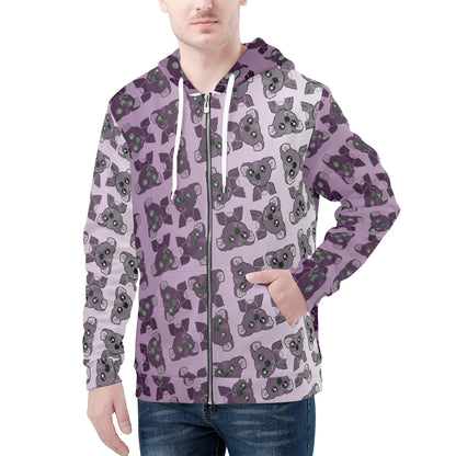 Purple Hazy #1 Smokin Koalas Mens Zip Hoodie Art Meets Apparel