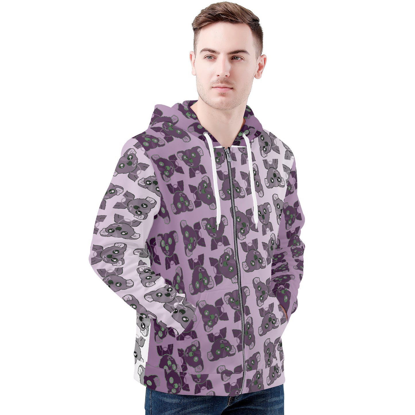 Purple Hazy #1 Smokin Koalas Mens Zip Hoodie Art Meets Apparel