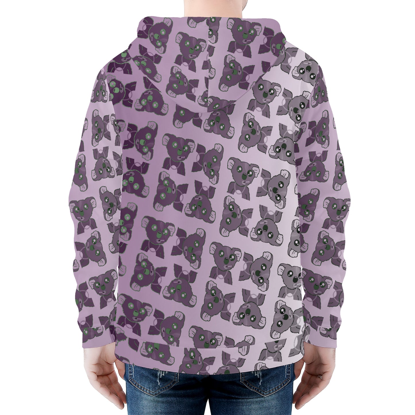 Purple Hazy #1 Smokin Koalas Mens Zip Hoodie Art Meets Apparel