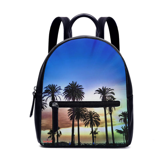 Original Art Backpack "Santa Monica Sunset Remix" Bag Art Meets Apparel